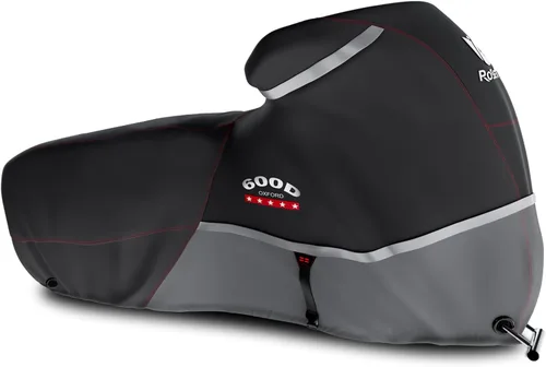 Miniatura 16 de Funda para motocicleta 600D resistente para todas las estaciones, universal, impermeable, protección solar al aire libre, duradera, reflectante Negro