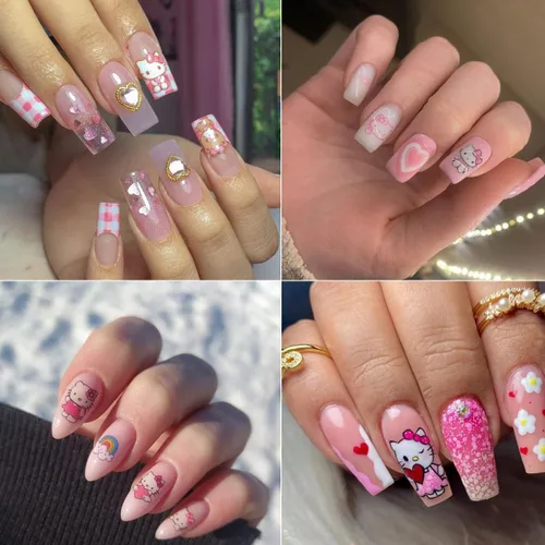 Miniatura 2 de 8 hojas de calcomanías de uñas de gato para arte de uñas, lindas calcomanías de uñas para uñas acrílicas, autoadhesivas 3D, diseño de uñas kawaii