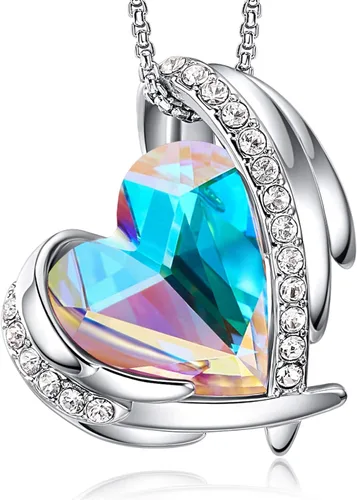 CDE Love Heart Pendant Necklaces for Women Silver Tone Rose Gold Tone Crystals Birthstone Christmas Jewelry Gifts for Women Mother's Day