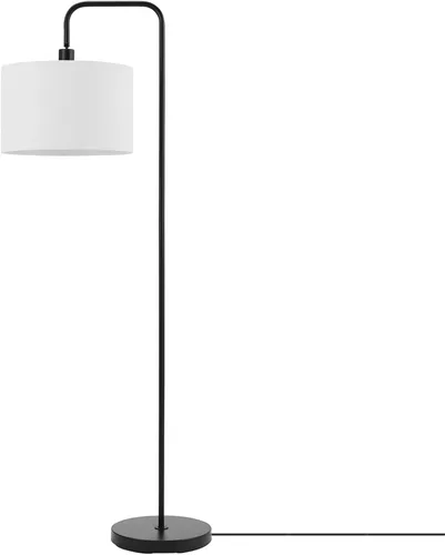 Globe Electric 67065 - Lámpara de pie de 58 pulgadas, color negro, pantalla de terciopelo gris oscuro, interruptor giratorio de encendido/apagado,