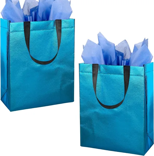 Miniatura 8 de BLEWINDZ Bolsas de Regalo Coloridas con Papel de Seda – 12 Bolsas de Regalo Reutilizables Tamaño Mediano - Ideales para Bolsa de Dulces, Cumpleaños