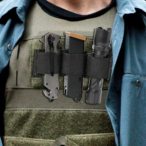 Miniatura 5 de Soporte para cargador de triple pistola, 1 paquete de soporte para linterna Molle, bolsa de gancho y bucle para mochilas de transporte ocultas
