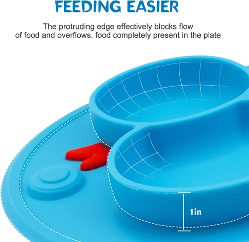 Miniatura 8 de Plato dividido de silicona para bebés, plato portátil antideslizante para alimentación infantil con ventosa para niños, bebés y niños, sin BPA, apto