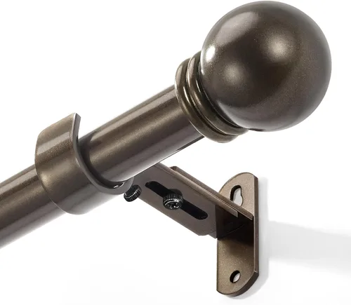 Miniatura 11 de Cortinero para ventanas, 16 a 76 pulgadas, con longitud máxima ajustable de 88 pulgadas, diámetro de 1 pulgada y remates redondos, color negro