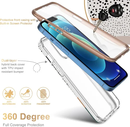 Miniatura 2 de Esdot Funda compatible con iPhone 12, iPhone 12 Pro con protector de pantalla integrado, con diseño de moda para mujeres y niñas, funda protectora
