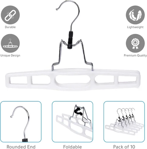 Miniatura 3 de Perchas Premium para Faldas Paquete de 80 - Juego de Perchas Delgadas que Ahorran Espacio para Faldas con Abrazadera, Colgador para Pantalones