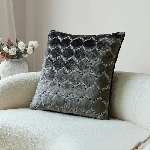 Miniatura 3 de Fundas de almohada con diseño de terciopelo de corte morisco, elegante y lujosa, color gris, fundas de cojín decorativas grandes para sofá, cama