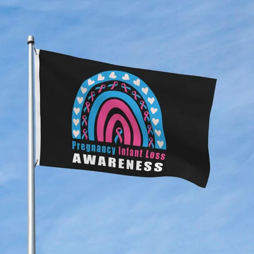 Miniatura 2 de Bandera de 3 x 5 pies para embarazo, concientización sobre la pérdida del bebé, arco iris, de doble cara, grande para pared, dormitorio, sala