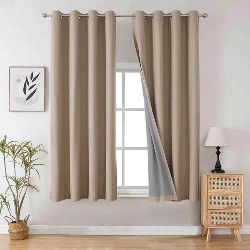 Miniatura 108 de Joydeco - Juego de 2 paneles de cortinas opacas de 63 pulgadas, 2 cortinas largas con aislamiento térmico burg, cortinas de oscurecimiento
