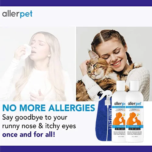 Miniatura 4 de Allerpet Removedor de caspa de gato con guante aplicador y rociador gratis, reducción eficaz de la caspa de gato, solución antialérgenos fabricada