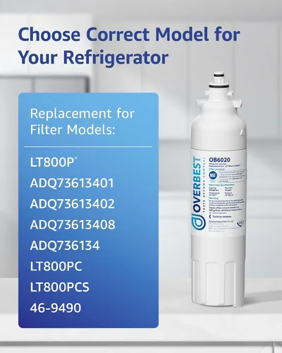 Miniatura 2 de Overbest Filtro de agua para refrigerador ADQ73613401, repuesto para LG® LT800P®, ADQ73613402, ADQ73613408, ADQ75795104, Kenmore 9490, 46-9490
