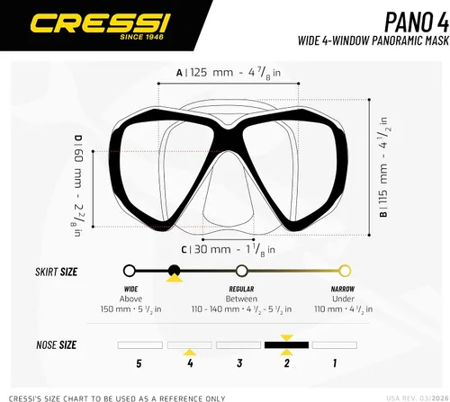 Miniatura 5 de Cressi Wide View Dive Mask - 4-Window Tempered Glass - Soft Silicone Skirt for Perfect Seal - Pano 4: Designed in Italy