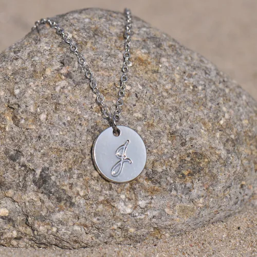 Miniatura 6 de AOLO Personalized Birthstone Initial A Necklace Engraved Disc Danity Pendant Necklaces Silver
