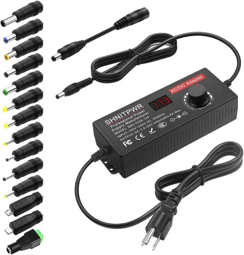 SHNITPWR Fuente de alimentación universal DC 24 V 12 V 5 V 6 V 9 V 14 V 19 V Adaptador de CA/CC ajustable 100 V ~ 240 V CA a CC Convertidor de