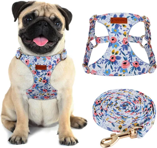Miniatura 10 de CHEDE Arnés para Perro sin Tirones con Patrón Floral - Arnés para Perro Ligero y Suave, Arnés Ajustable para Perros Pequeños y Juego de Correa