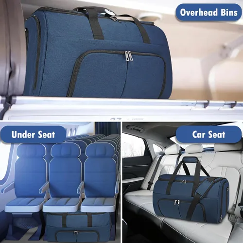 Miniatura 7 de Bolsas de lona para ropa de viaje, bolsa de lona convertible para hombres y mujeres, almacenamiento en seco y húmedo, compartimento para zapatos, 2