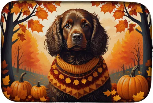 Miniatura 37 de Caroline's Treasures DAC1042DDM Tapete de secado de platos de otoño con perro salchicha absorbente para secar platos para encimera de cocina, tapete