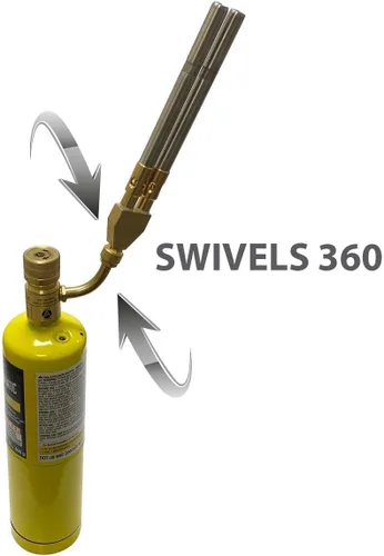 Miniatura 2 de Appli Parts APHT-1D2 Antorcha de Mano de Doble Quemador para Soldadura y Soldadura Fuerte con Combustible MAP o Propano Punta Giratoria para Uso