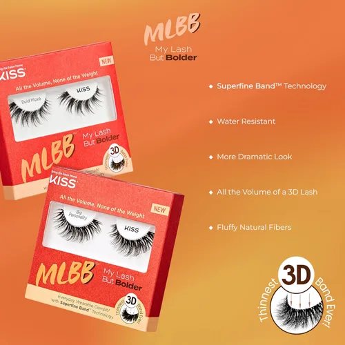 Miniatura 4 de KISS My Lash But Bolder, pestañas postizas, 'Slim Thicc', 0.63 pulgadas, incluye 1 par, fácil de aplicar, racimos de pestañas reutilizables