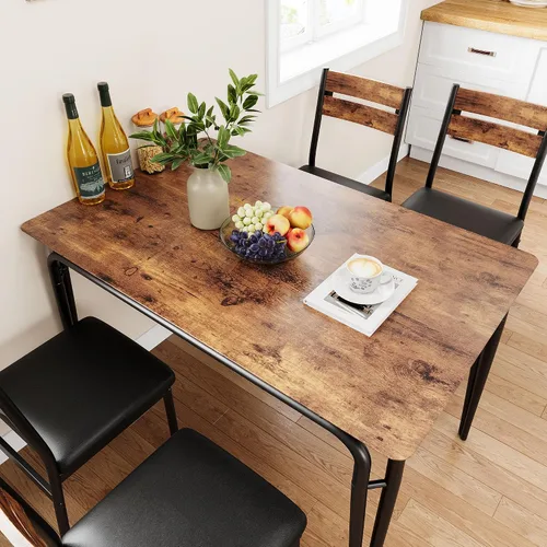 Miniatura 2 de GarveeHome Mesa de comedor para 4, juego de mesa pequeña y sillas de 4, juego de dinette cuadrado para 4, juego de 5 piezas para cocina y comedor