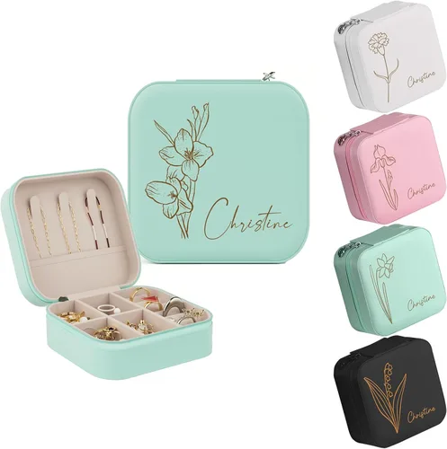 Miniatura 8 de ALBK Regalos personalizados para mujeres Estuche de viaje de joyería de cuero personalizado, caja de joyería de dama de honor, organizador de joyas
