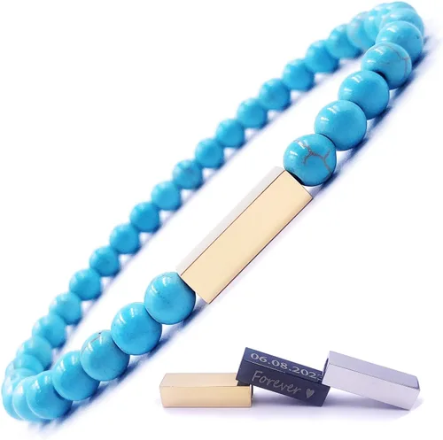 Miniatura 74 de Pulseras de cuentas personalizadas, Pulsera de piedras preciosas de 0.236 in, Pulsera grabada con láser, Pulsera de piedra natural, Pulseras unisex