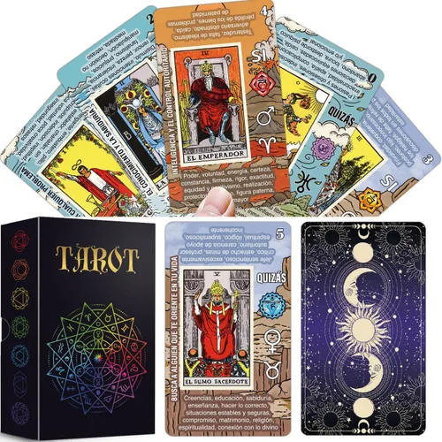 Miniatura 3 de Cartas de Tarot para Principiantes, Juego de Tarot de Aprendizaje, Sin Libro de Guía Necesario, Cartas de Tarot con Significados en Ellas (Español)