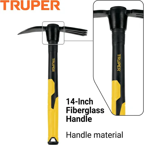 Miniatura 4 de Truper Cultivador rápido, cultivador de excavadora, mango de fibra de vidrio de 14 pulgadas con agarre cómodo, herramienta de excavación y aireación
