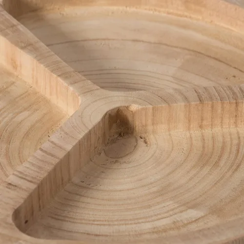Miniatura 7 de Plato de madera con 3 seccionales, bandeja dividida para servir con acabado negro quemado, tabla de charcutería Lazy Susan para mesa de comedor