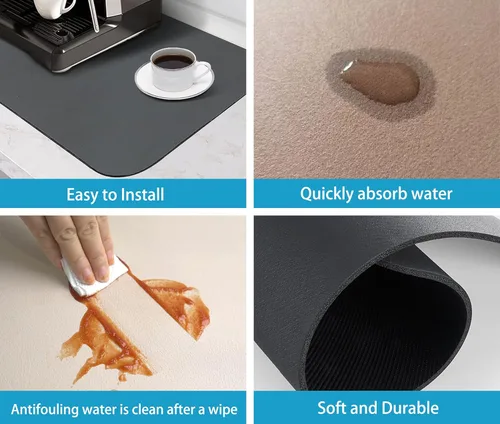 Miniatura 6 de Tapete de secado de platos para encimera de cocina 20x12 pulgadas, tapete de secado rápido de platos lavable, tapete de drenaje absorbente con Limón
