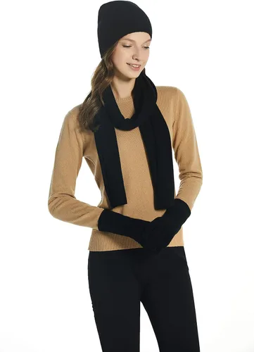 Miniatura 3 de EURKEA Conjunto de bufanda de cachemira 100% pura para mujer, guantes, gorro y caja de regalo