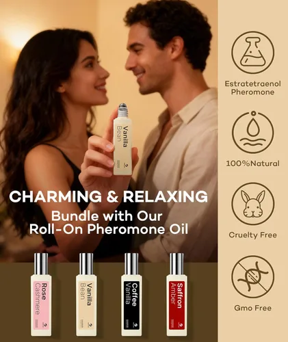 Miniatura 3 de purefittech Perfume de feromonas para mujer, fragancia de grano de vainilla, aceite de perfume de feromonas de larga duración, 0.34 onzas líquidas