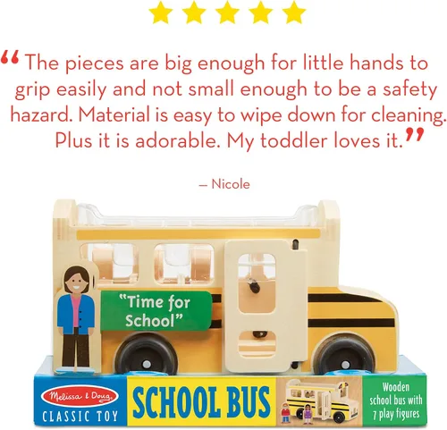 Miniatura 5 de Melissa & Doug Juego de madera para autobús escolar con 7 figuras de juego
