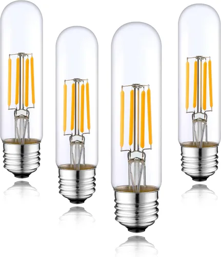Bombilla LED corta T10, bombilla vintage Edison regulable de 5 pulgadas, 6 W, 2700 K, bombillas tubulares blancas cálidas, base media E26
