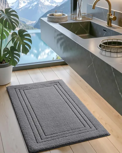 Miniatura 4 de DEXI Alfombra de baño de 24 x 16 pulgadas, ultra suave y absorbente, tapete para baño, tapete de baño antideslizante y lavable para bañera, Gris