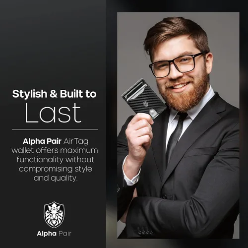 Miniatura 5 de ALPHA PAIR Cartera RFID para hombre Cartera delgada para hombre Cartera para hombre con 10 tarjeteros de crédito y 1 ventana de identificación