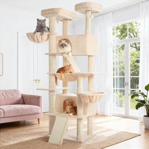 ABCPET Cat Tree - Torre para gatos de varios niveles de 82 pulgadas para gatos de interior, árbol grande resistente para gatos con postes rascadores
