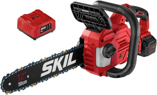 SKIL PWR CORE 20 - Kit de motosierra ligera de mano sin escobillas de 20 V 12 pulgadas con tensión de cadena sin herramientas y lubricación