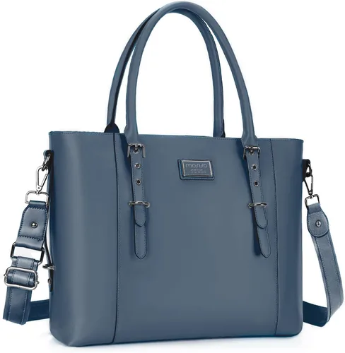 Miniatura 13 de MOSISO Bolso de mano de piel sintética para laptop para mujer (15-16 pulgadas), impermeable, de gran capacidad, maletín de trabajo de negocios