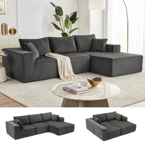 Miniatura 18 de Sofá modular de 108 pulgadas, sofá modular de nube con asiento profundo, moderno sofá modular en forma de L con diván, sofás tapizados sin hueso
