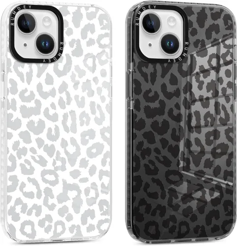 Pack de 2 Fundas con Estampado de Guepardo para Apple iPhone 13 / iPhone 14 de 6.1 Pulgadas, Funda Transparente Linda Coquette con Patrones de