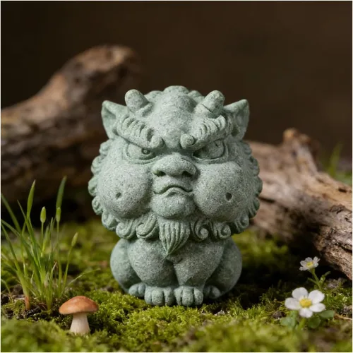 Miniatura 8 de livelyfish Feng Shui Guardián Chi Lin/Kylin/Qi Lin Estatua de arenisca Estatua de piedra arenisca Escultura de buena suerte, decoración china