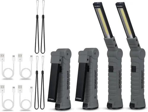 Miniatura 12 de Luces LED de trabajo recargables, linterna de mano para hombre, regalo de cumpleaños, luz de trabajo magnética, rotación de 360°, 5 modos, linterna