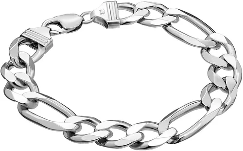 Savlano Pulsera de plata de ley 925 italiana con eslabones fígaro sólidos para hombres y mujeres, fabricada en Italia, viene con una caja de regalo