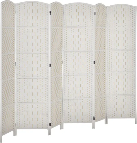 Miniatura 19 de HOMCOM Divisor de habitación, 3 paneles, pantalla de privacidad plegable de 6 pies de alto, partición independiente tejida a mano para separación