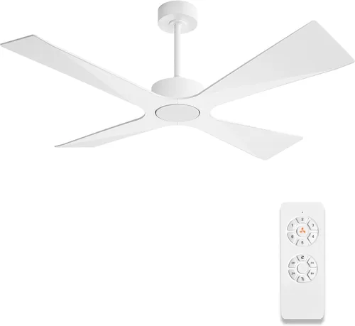 Miniatura 10 de WINGBO Ventilador de techo para exteriores de 54 pulgadas sin luces, 4 cuchillas de plástico ABS, motor CC reversible, control remoto de 6 Negro