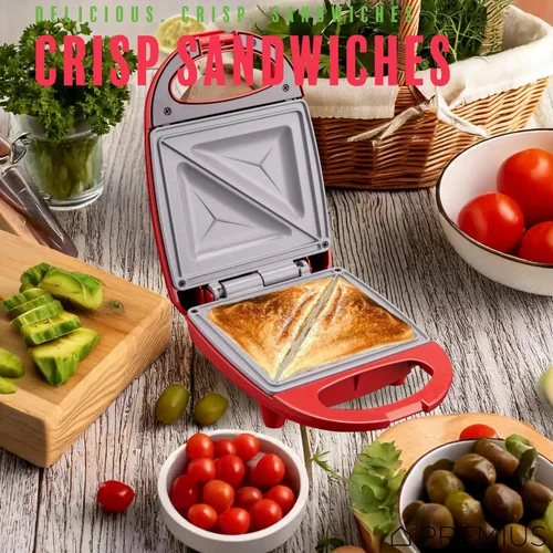 Miniatura 3 de Mini sándwichera antiadherente de cerámica, luz indicadora, molde de 5 x 4.4 pulgadas, ideal para tostadas francesas, atún derretido, huevo y queso