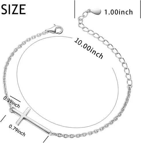 Miniatura 6 de ALPHM - Tobillera para de plata esterlina ajustable, para mujer