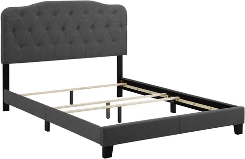 Miniatura 4 de Modway Amelia - Base de cama tapizada de tela capitoné tamaño matrimonial, color gris