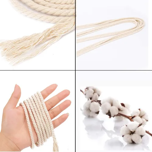 Miniatura 2 de Cordón de macramé de 0.197 in x 164 yardas, cuerda de macramé 100% algodón natural Cuerda de algodón trenzado de 3 hebras para colgar plantas